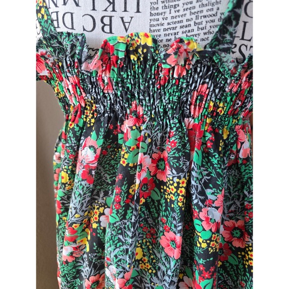 Vintage 70s Queen's Way Black Floral Maxi Dress Size M Retro Boho Summer Hippie - Picture 4 of 13